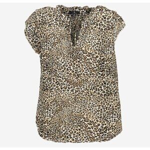 Tamara H. Women Large Top Animal Ruffled V Neckline NEW